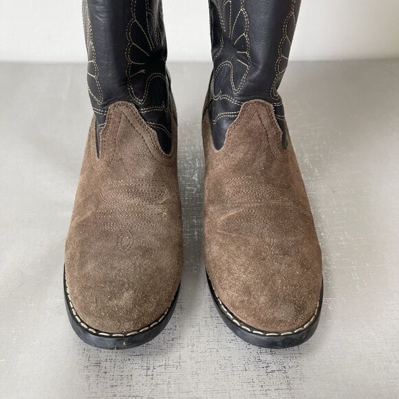 Masterson Boot Brown Black Leather Western Cowboy Boots Youth 4 D Style RB2003Y - Picture 3 of 15